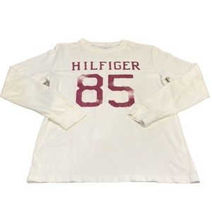 TOMMY HILFIGER LONG SLEEVE 85 GRAPHIC PRINT T-SHIRT WHITE RED UNISEX